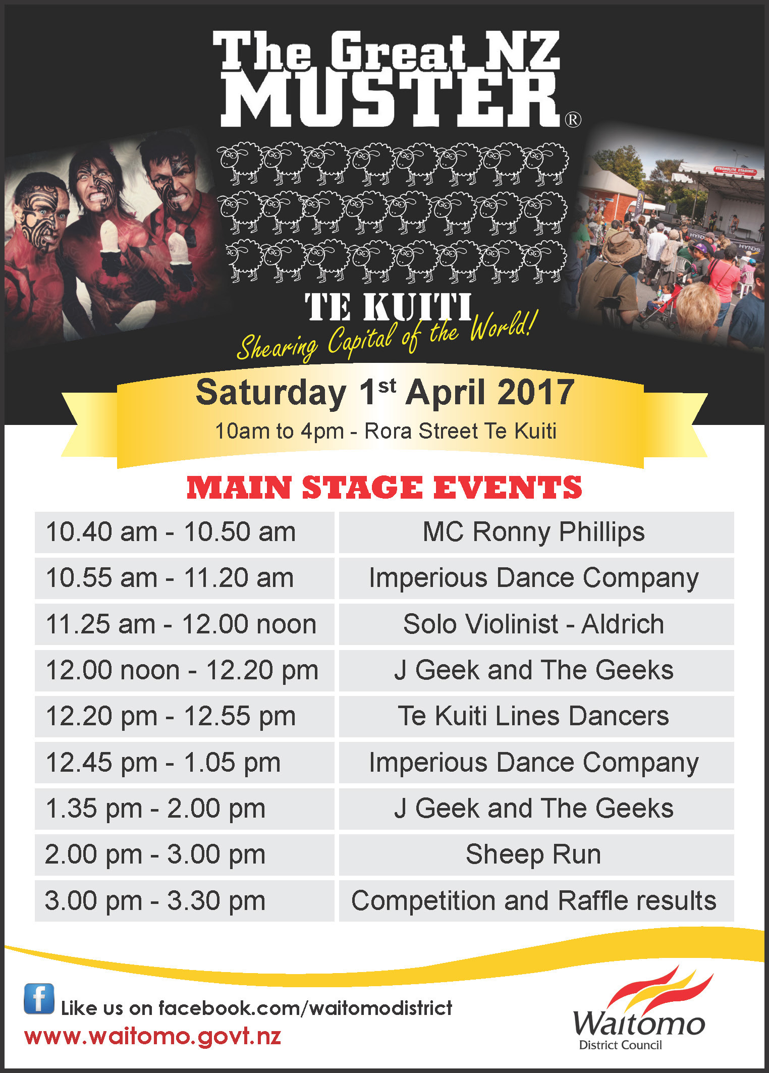 Advert 30 March 2017 Great NZ Muster Main Stage events