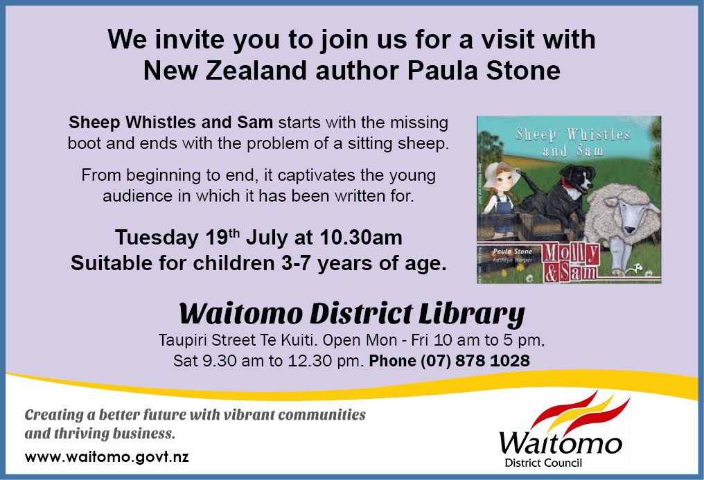Waitomo District Library author visit july 2016