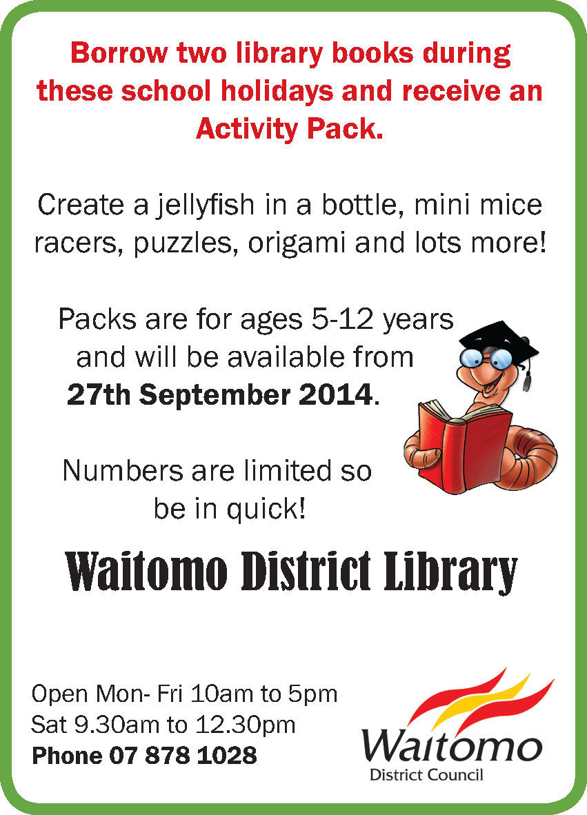Waitomo District Library holiday activity pack