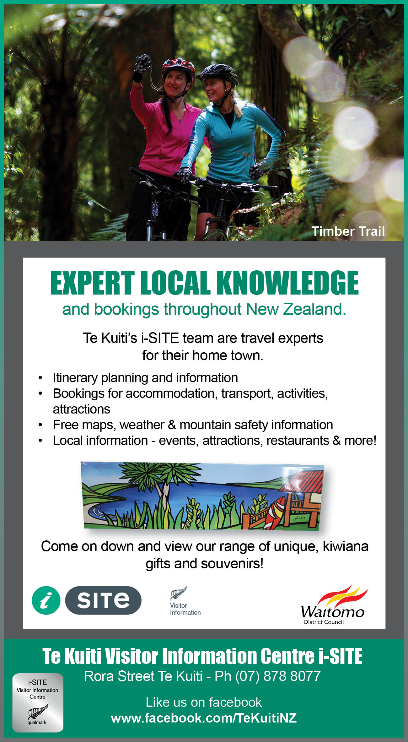 Te Kuiti’s i-SITE team are travel experts  for their home town. 