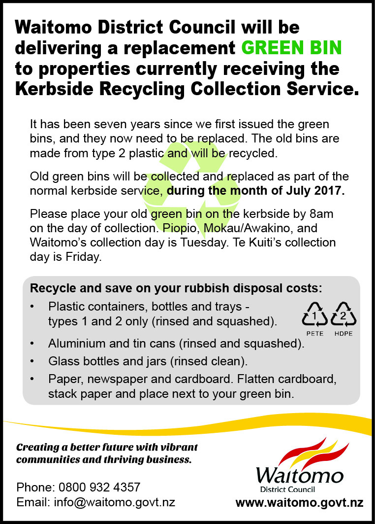 WDC Kerbside Recycling Collection Service update 15 June 2017