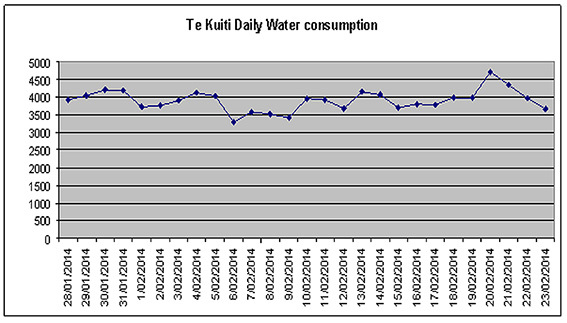 Te Kuiti daily water consumption