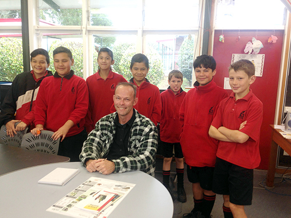 Kobus du Toit meets with students to talk about ways to recycle in school