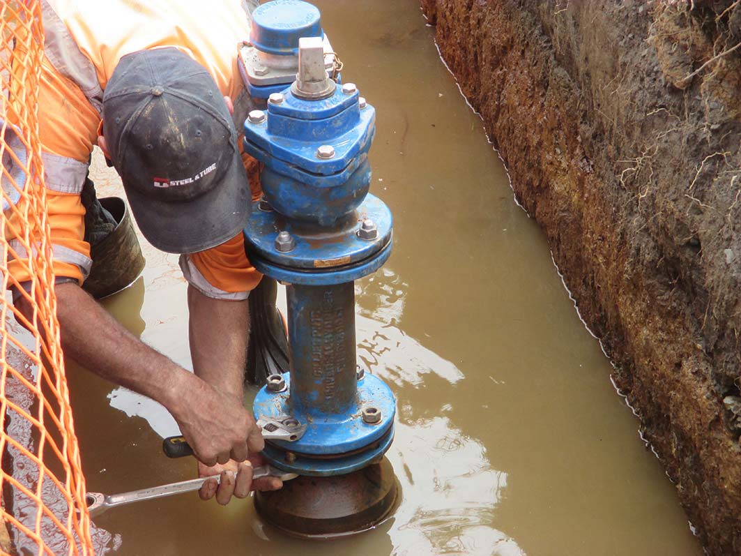 WDC Contractors connecting the new pipes