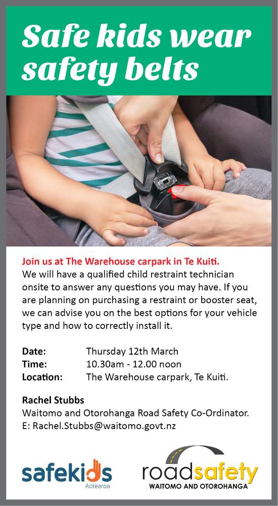 Safe kids wear safety belts - restraint check Te Kuiti