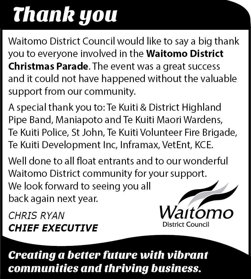 Thank you Waitomo District Christmas Parade