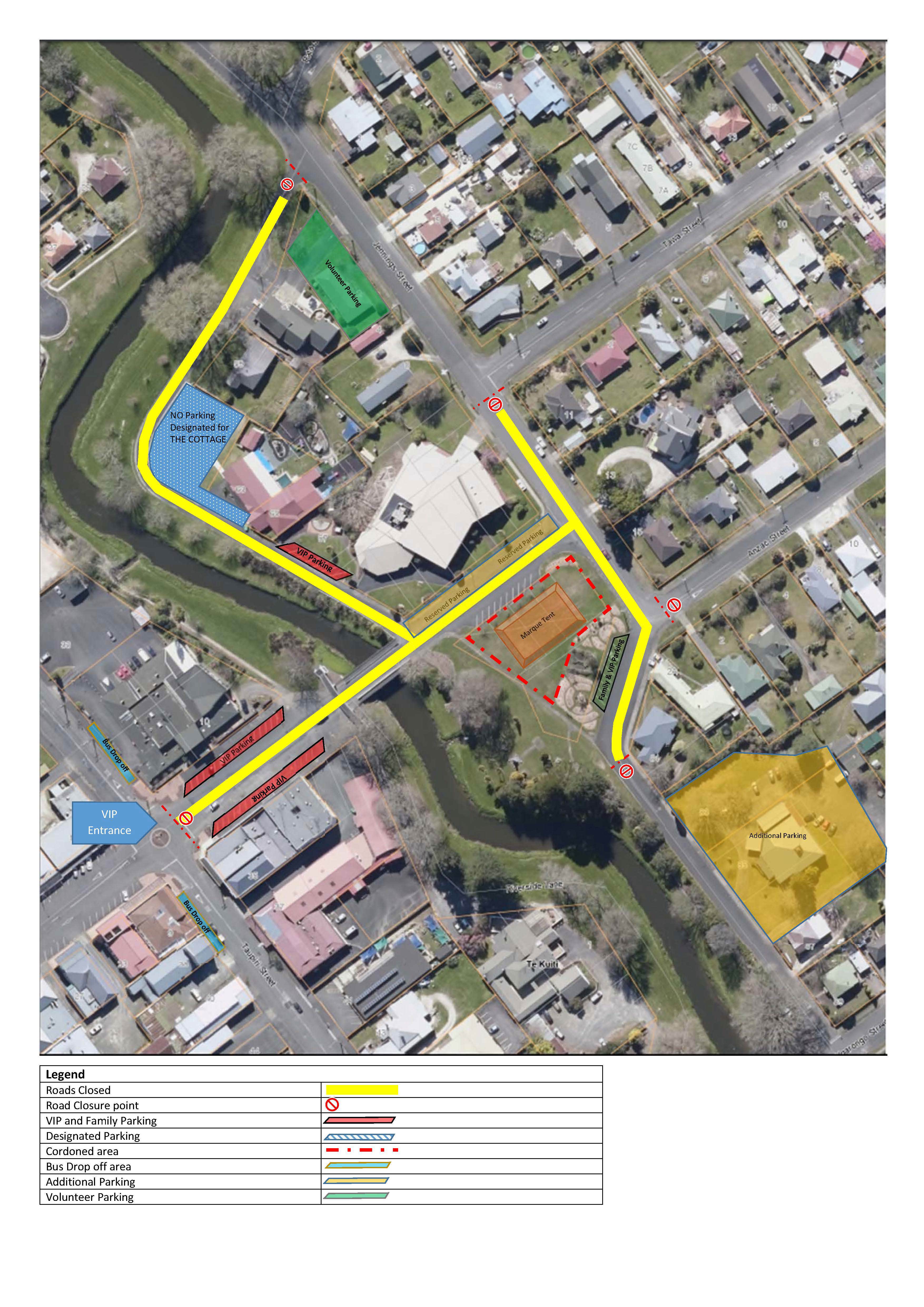 Road Closure Map - Monday 28 August 2017